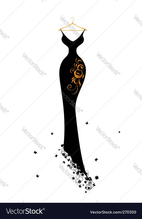 Evening Dress Black On Hangers Royalty Free Vector Image