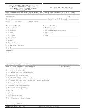 Fillable Online Mcps K Md Mcps Form Referral For Esol