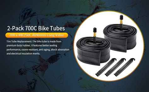 2 Pack 700c Road Bike Tubes 700x44c46c48c50c Av48mm