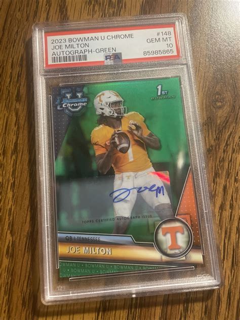 Joe Milton III 2023 Bowman Chrome University 148 Prospect Auto Green