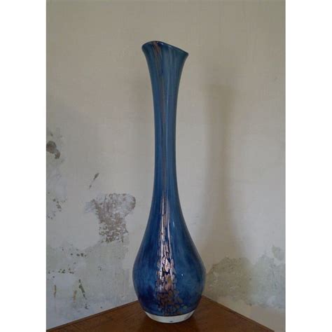 Vase en verre soufflé vintage par Torcheux 1980