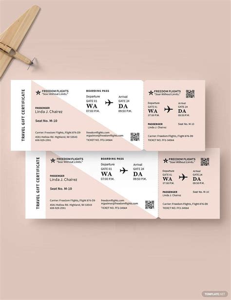 Airline Ticket Gift Invitation Template in Publisher, MS Word ...