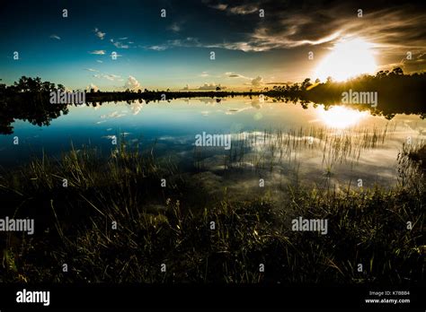 Everglades Sunset National Park Lake Reflections Stock Photo Alamy