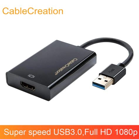 Cablecreation Hd 1080p Usb 30 Hdmi 호환 어댑터 외부 그래픽 카드 오디오 비디오 컨버터 케이블 지원