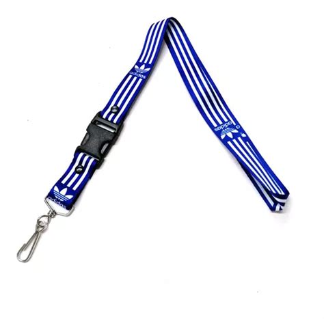 Cinta Lanyards Para Llaves Adidas Azul Rayas Blancas Cuotas Sin Inter S