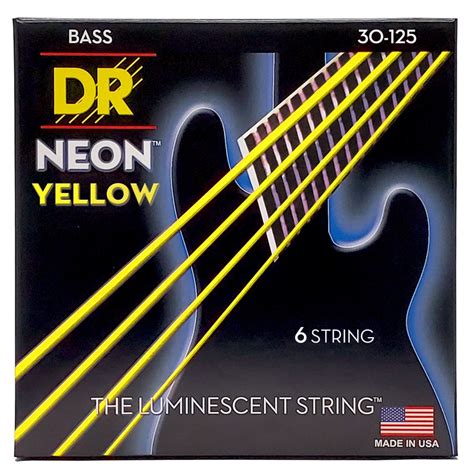 Drs Nyb6 30 Dr Strings Hi Def Neon™ Yellow Coated Bass Strings 30 45 65 85 105 125