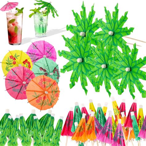 20 Pcs Cocktail Drink Green Tropical Coconut Palm Tree