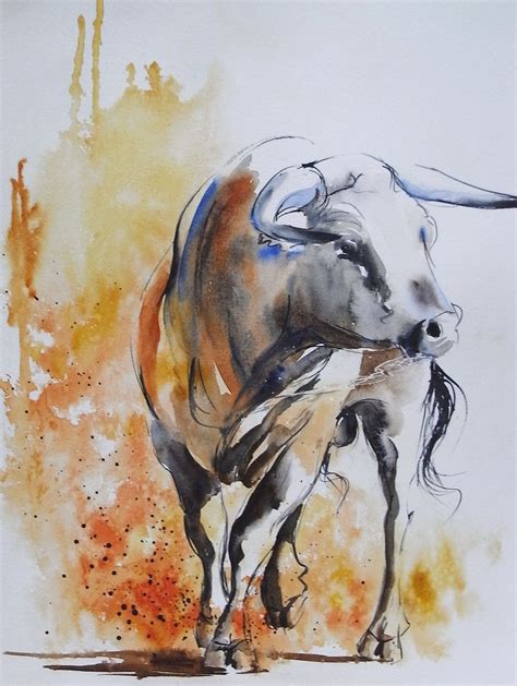 Toro Aquarelle Anne Larose Bull Painting Painting Drawing Bull