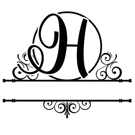 Letter H Split Monogram Digital File Etsy