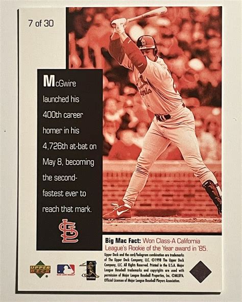 Upper Deck Mark Mcgwire Home Run Chase For Card Of Ebay