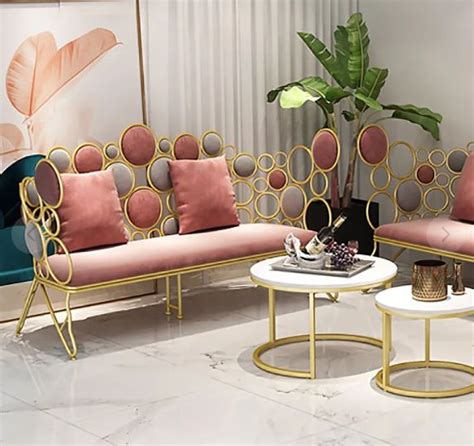 Pink Loveseat Velvet Upholstered Sofa Metal Sofa In Gold Legs 57 1