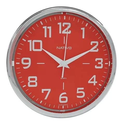 Reloj De Pared Cromado Met Lico Rojo De Cm Mercadolibre