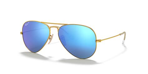 Ray Ban Rb3025 Aviator Flash Lenses 58 Blue And Gold Polarized Sunglasses