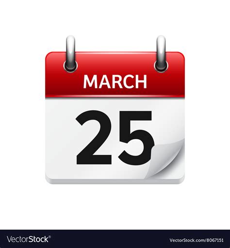 March 25 flat daily calendar icon date Royalty Free Vector