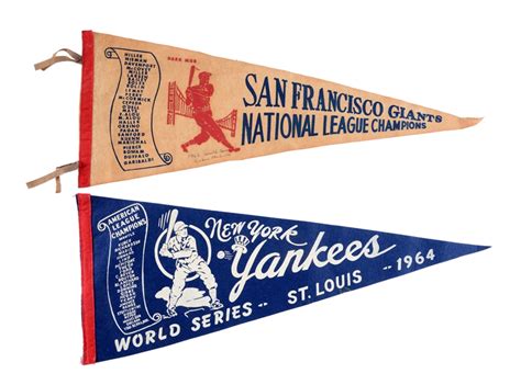 Lot Detail LOT OF 2 VINTAGE CHAMPIONSHIP BASEBALL PENNANTS