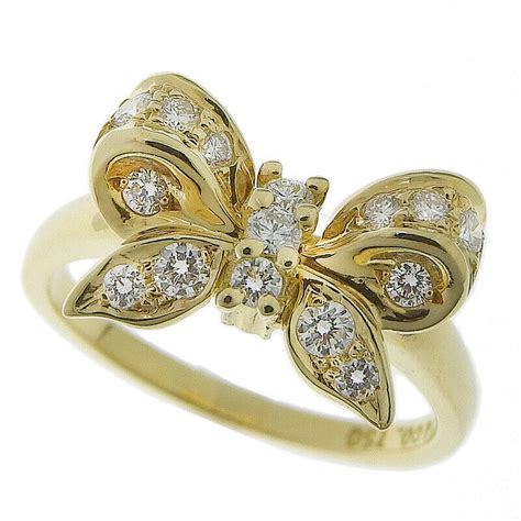 Tiffany Co Ribbon Ring Diamond Us K Yg New Yellow Gold Pav Knot