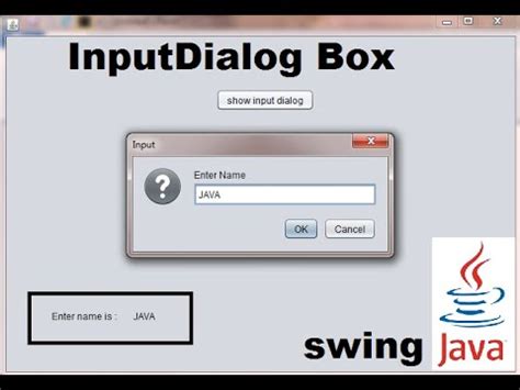 Joptionpane Inputdialog Box Input Popup In Java Swing Gui Program