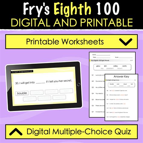 Fry S Eighth Sight Words Digital And Print Quiz Flashcards