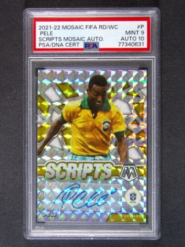 2021 22 Panini Mosaic World Cup Pele Brazil Scripts Auto Silver Prizm