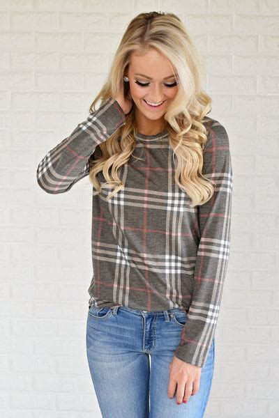 Perfectly Plaid Long Sleeve Top ~ Brown The Pulse Boutique