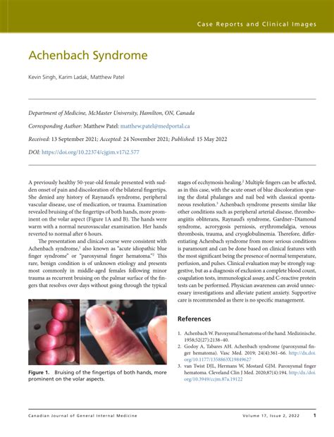 Pdf Achenbach Syndrome