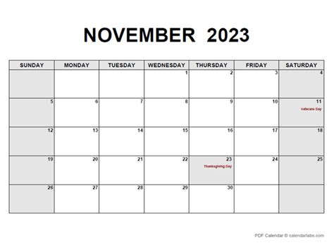 November 2023 Printable Calendar November 2023 Calendar Free