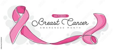 October Breast Cancer Awareness Month Abstract Handwritten Border