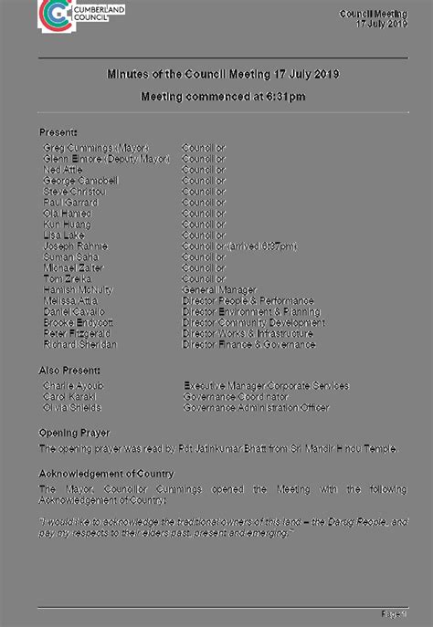 Printable Resident Council Meeting Template