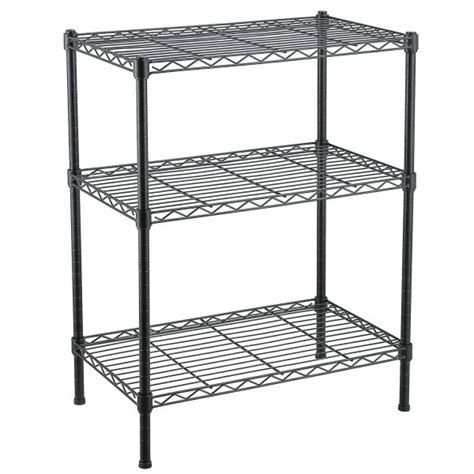 small adjustable 3 shelf storage metal wire shelving unit with leveling feet