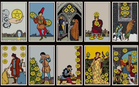 Sale Set Of 14 Suit Of Pentacles Tarot Cross Stitch Pattern Etsy