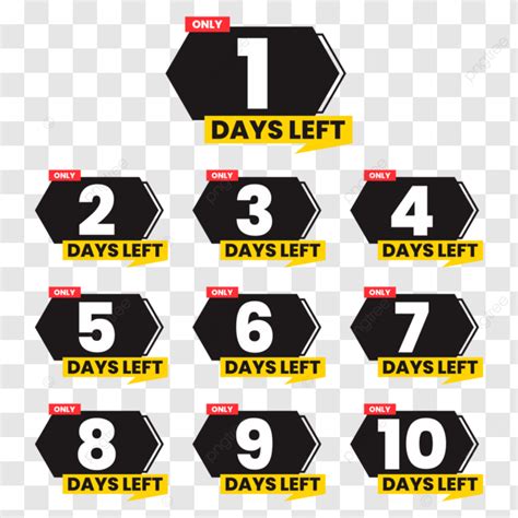 Set Of Number Days Left Countdown Vector Countdown Day Left Png And