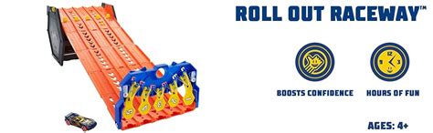 Hot Wheels Roll Out Raceway Track Set Storage Bucket Unrolls Into Lane Racetrack For Multi