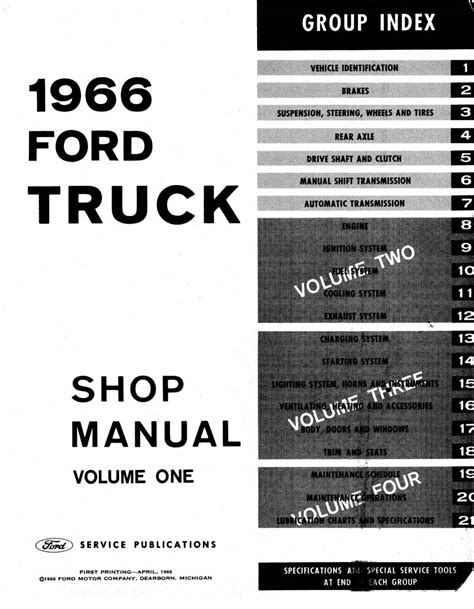 1966 Ford Truck Shop Manual Complete Service Procedures Factory