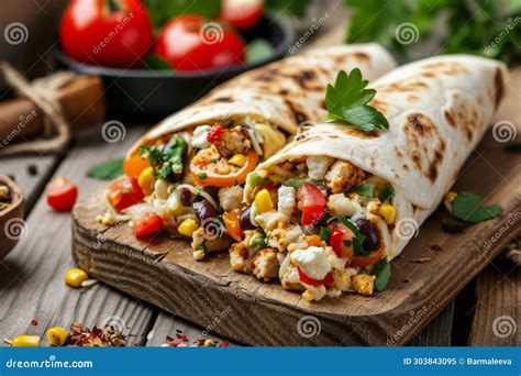 Burritos Wraps with Beef and Vegetables. Beef Burrito, Mexican Food ...