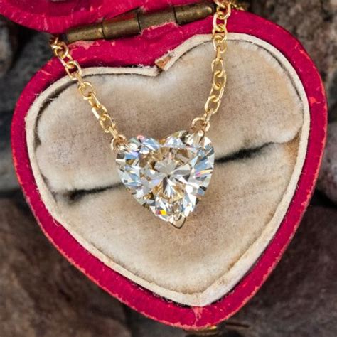 Heart Diamond Solitaire Pendant Necklace 14k Yellow Gold 211ct Si1 Gia