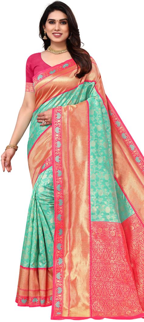 Party Wear Traditional Green Color Art Silk Silk Fabric Saree