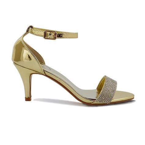 ESSEX GLAM Women S Low Heel Ankle Strap Sandals