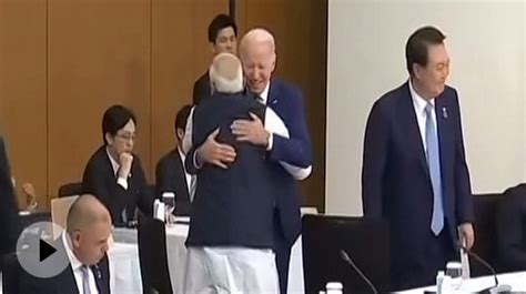 Watch Pm Modi Joe Biden Share Warm Hug At G Summit