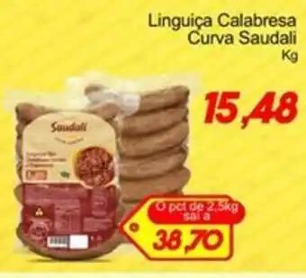 Linguiça Calabresa Curva Saudali Kg oferta na Villefort Atacadista