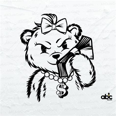 Gangster Teddy Money Svg File Cool Kid Hipster Bear Png Gangster Animal