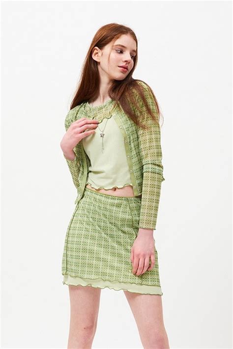 Kirsh Small Cherry Sheer Pattern Cardigan Lime Cardigans For Women