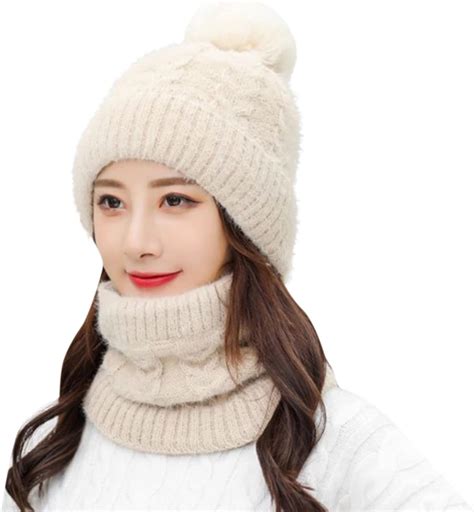 Ensemble bonnet d hiver en tricot pour homme et femme Longue écharpe