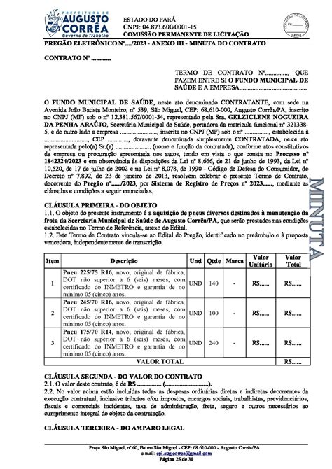 MINUTA DO CONTRATO assinado Prefeitura Municipal de Augusto Corrêa