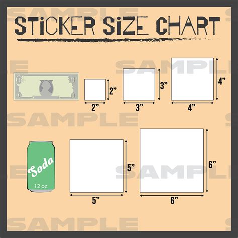 Sticker Size Chart Pack Round Or Square Stickers Decals Product Size