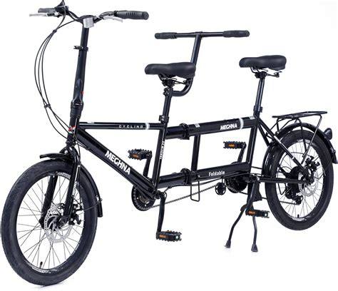 Zukka Tandem Bike 20 Inch Folding City Tandem Bicycle 7 Speed Tandem Adult Beach Cruise Bike