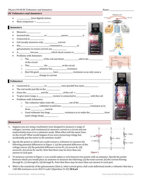 Pdf Physics Dc Voltmeters And Ammeters Name Rwright Physics