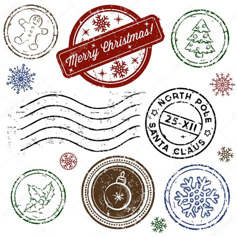 Christmas Stamp Set Isolated On White Vector — Stock Vector © Kazyavka