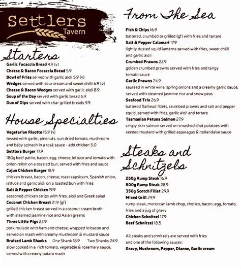 Settlers Tavern Menu, Menu for Settlers Tavern, Ingle Farm, Adelaide ...