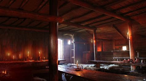 Viking Mead Hall Relaxing Fireplace With Crackling And Nordic