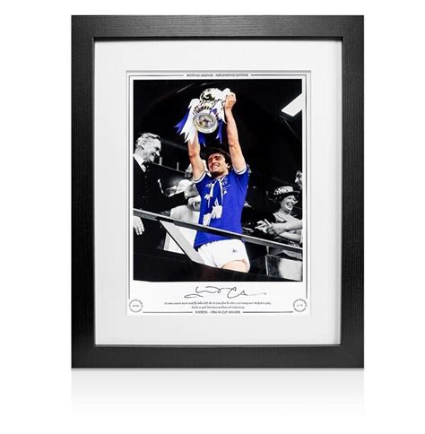 Framed Kevin Ratcliffe Signed Everton Photo 1984 FA Cup Winners